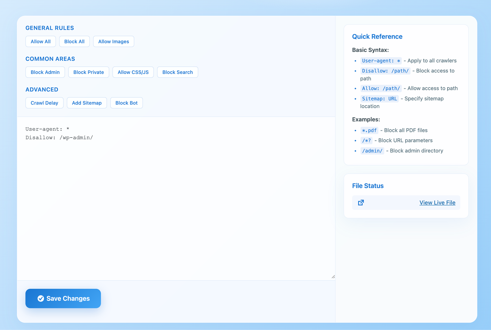 WPZone robots - editor